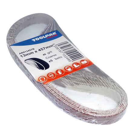 Sanding Belt 13mm x 457mm 80 Grit Pack of 5 Toolpak